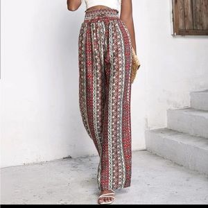 Women’s high waisted boho silky pant